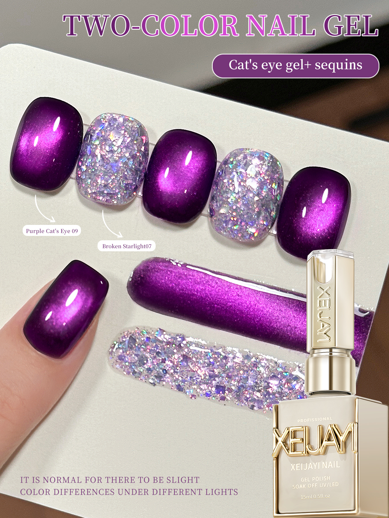 Nail Art Violet - XEIJAYI 2 szt. 15ml Fioletowy Lakier