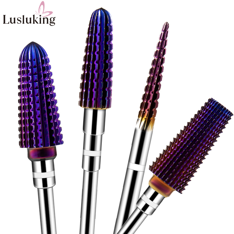Nail Art Violet - 1/4 szt. Stożkowe fioletowe Pro wiertła
