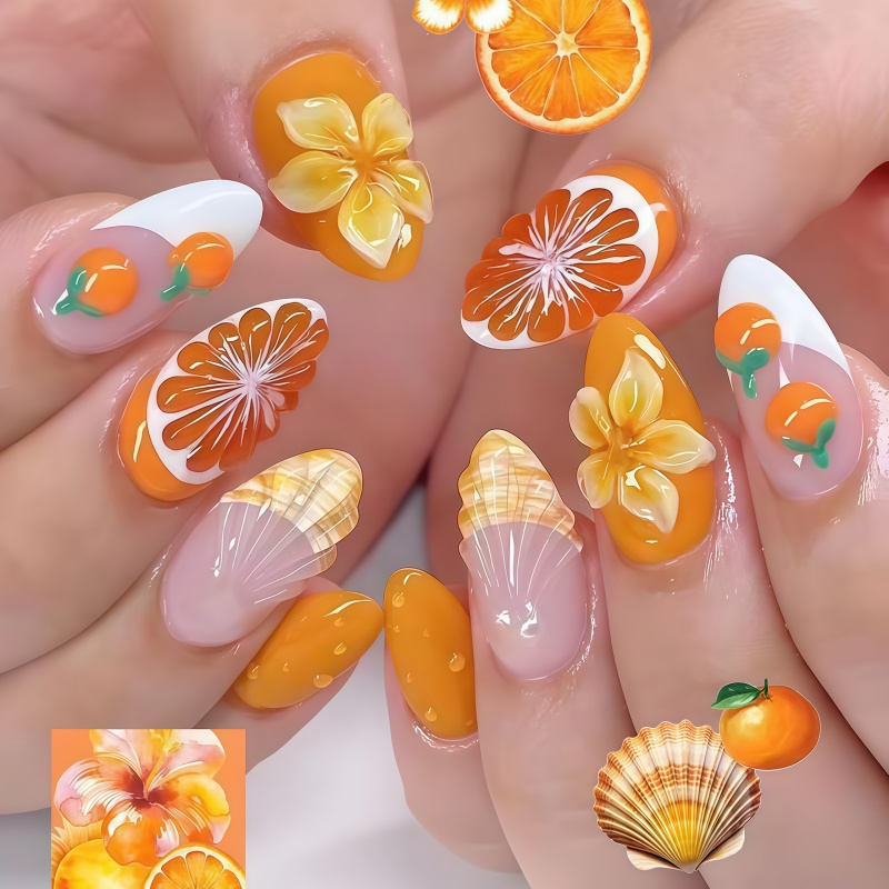 Nail Art Orange - 2026 Nowe 30 szt. 3D Owocowe