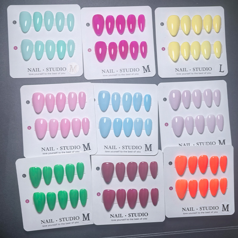 Nail Art Orange - 10 szt. Migdałowe sztuczne paznokcie do